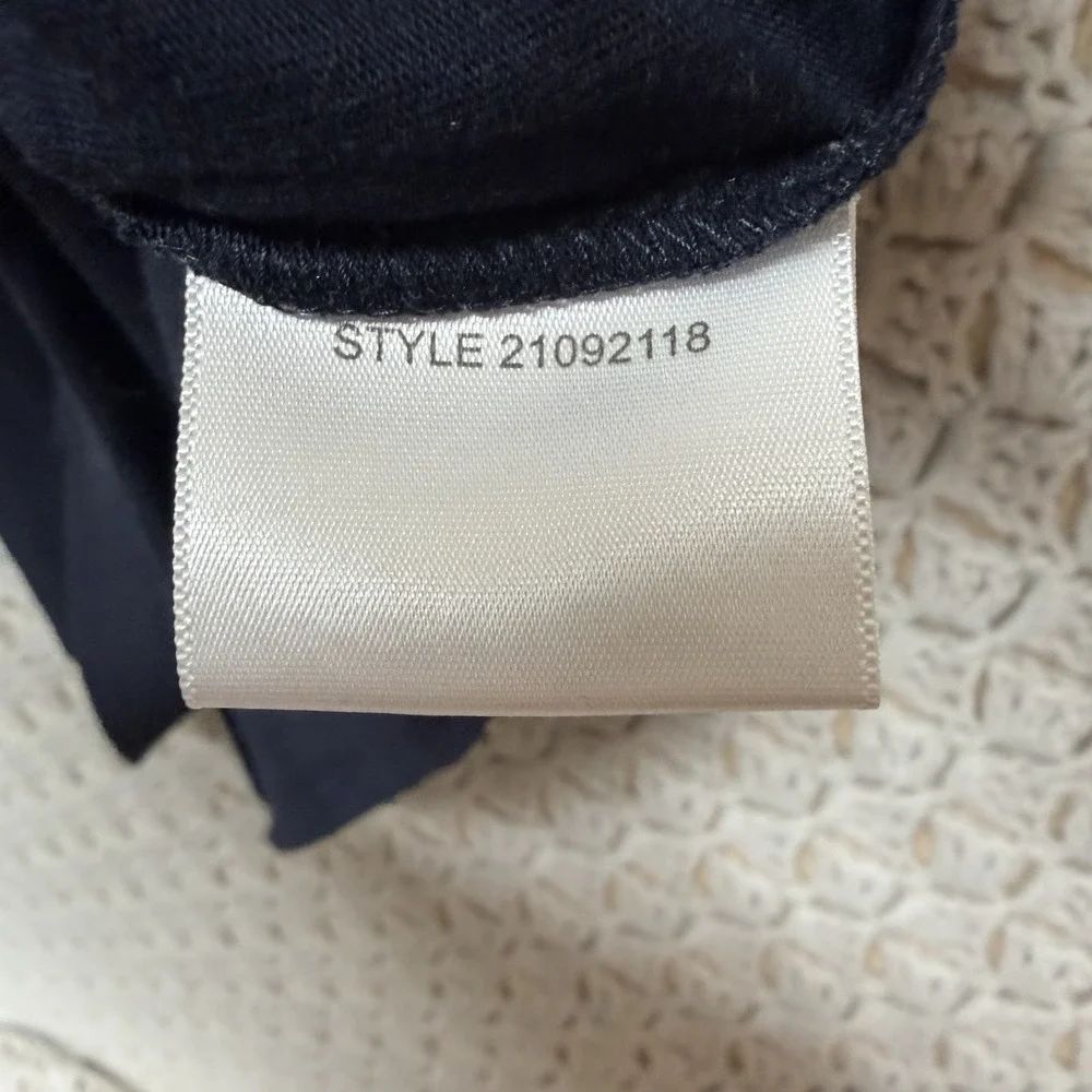 Tory Burch Top Shirt Size M Navy Blue 3/4 Sleeve‎  Bling Cotton Modal  Blouse